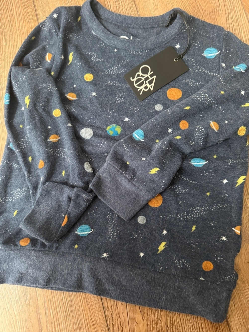 Chaser Navy Kids' Planet Print Sweatshirt with Multicolor Planets 0080